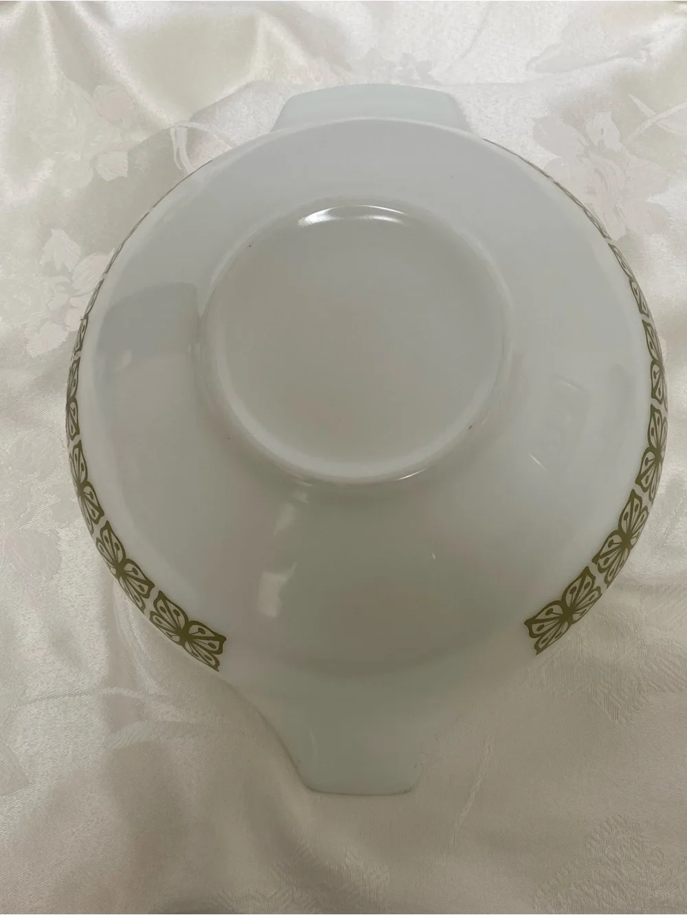 Vintage PYREX 4Qt #444 Autumn Square Floral Green Verde Cinderella Mixing Bowl